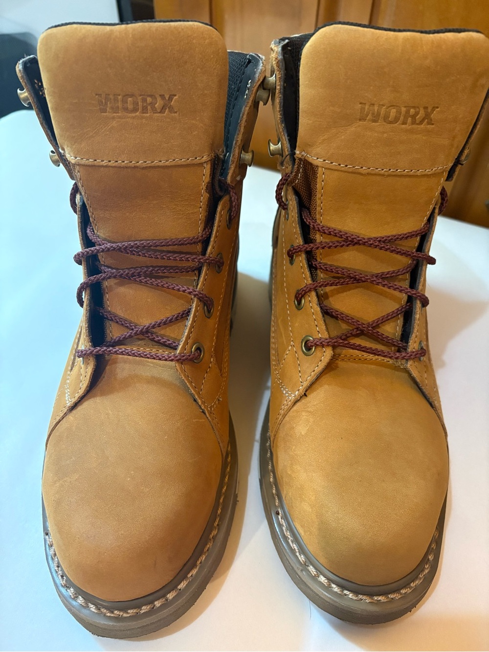 Red Wing Worx Women Tan Work Boots - Durable Leather Construction. Size 8